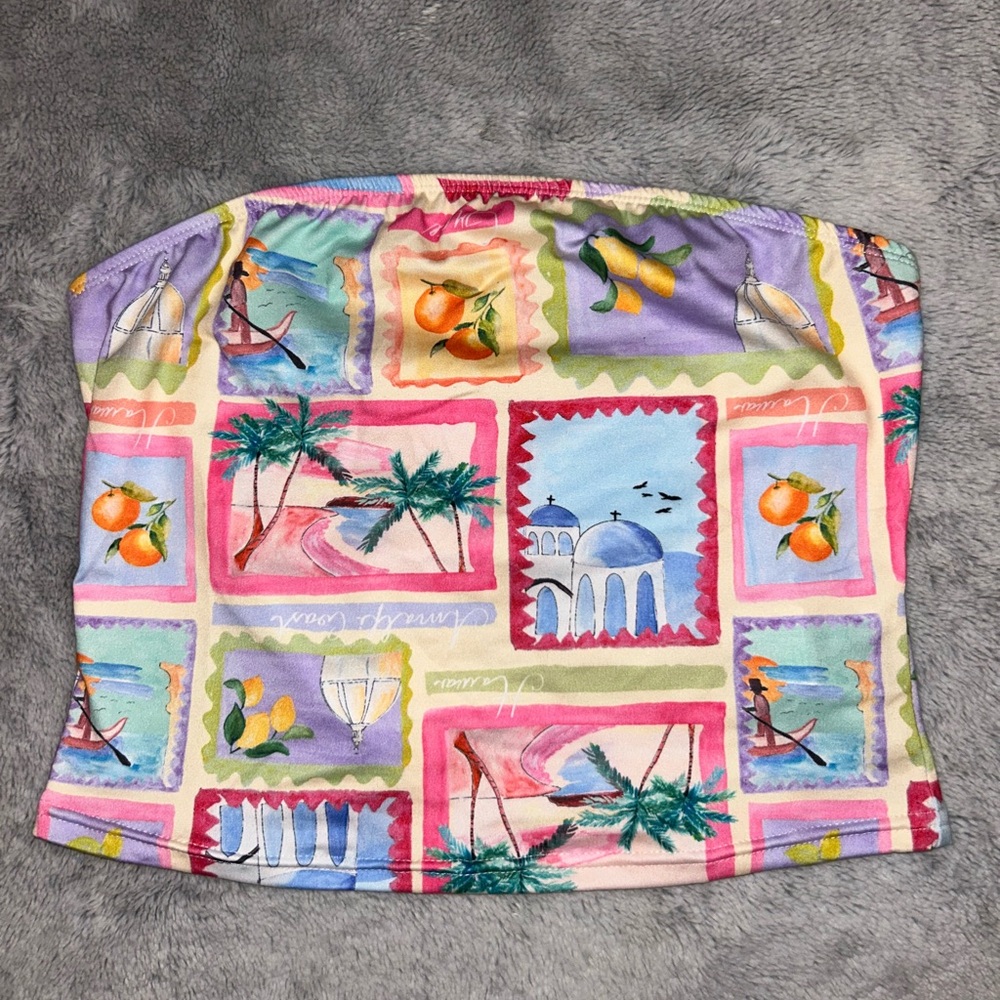Colorful Graphic Tube Top